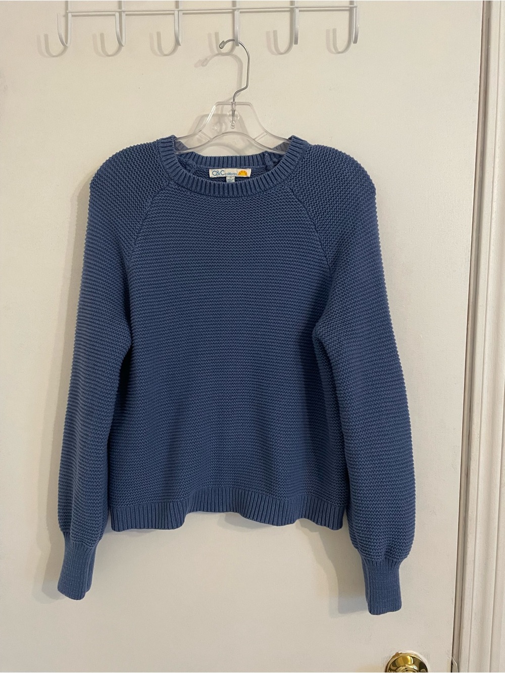 C&C California Textured Crewneck Sweater in Blue